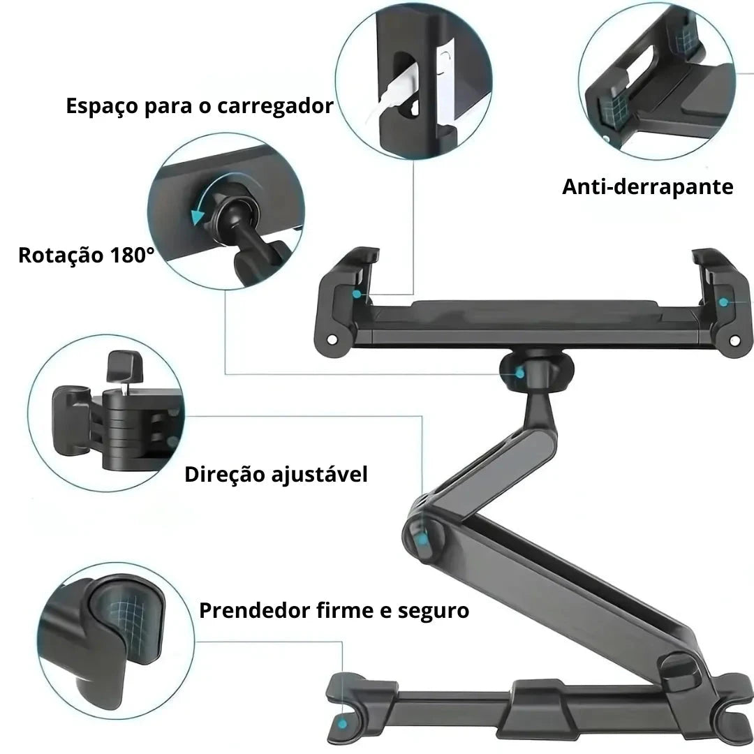 Suporte de Celular/Tablet Rotativo para Encosto de Cabeça do Carro - Acellerando