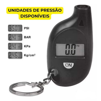 Chaveiro Medidor Pressão Digital Pneus - Acellerando